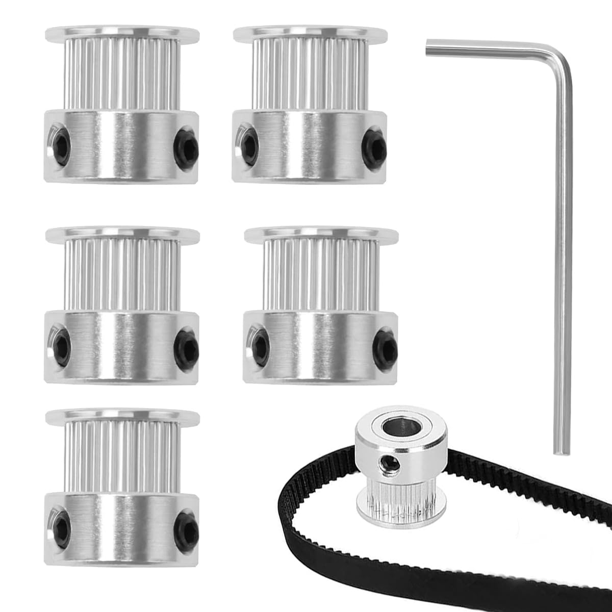 Serplex GT2 20 Teeth 5mm Bore Timing Pulley Aluminum Synchronous Wheel for 6mm Belt, GT2 Pulley 20T Timing Belt Pulley Wheel Compatible with RepRap 3D Printer Prusa i3 (5Pcs) Serplex GT2 20 Teeth 5mm Bore Timing Pulley Aluminum Synchronous Wheel for 6mm Belt, GT2 Pulley 20T Timing Belt Pulley Wheel Compatible with RepRap 3D Printer Prusa i3 (5Pcs)